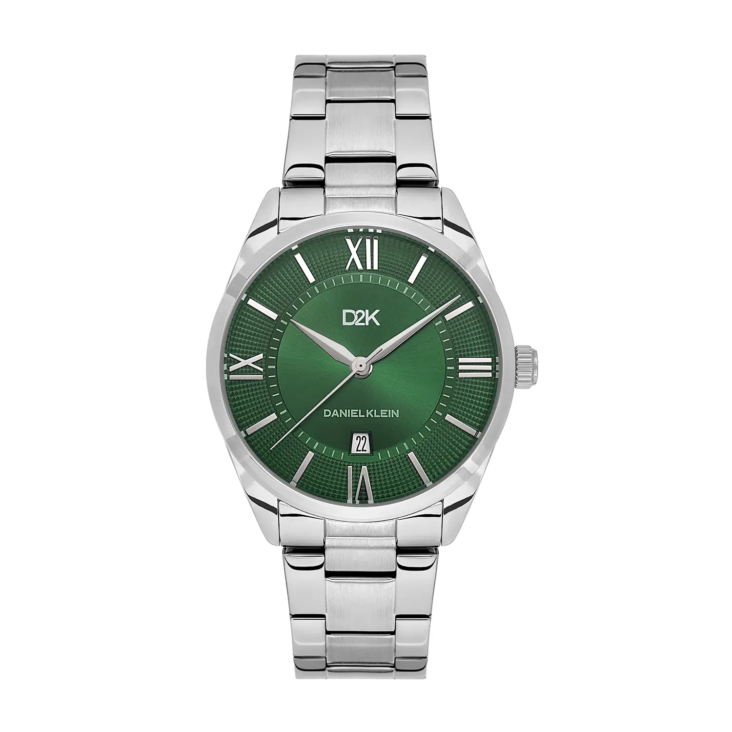 Daniel Klein D2K DK.6.14452-4 - Ceas barbatesc quartz argintiu cu cadran verde