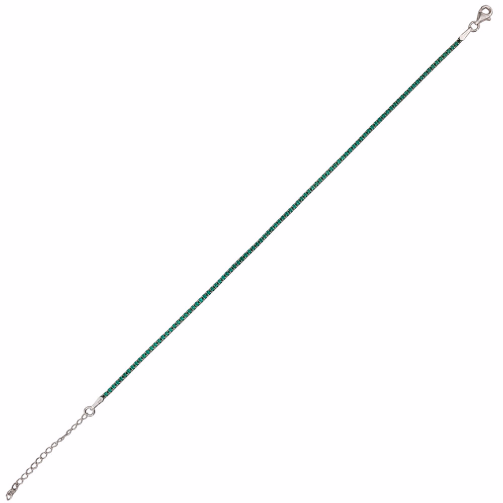 Bratara argint tennis zirconii Green