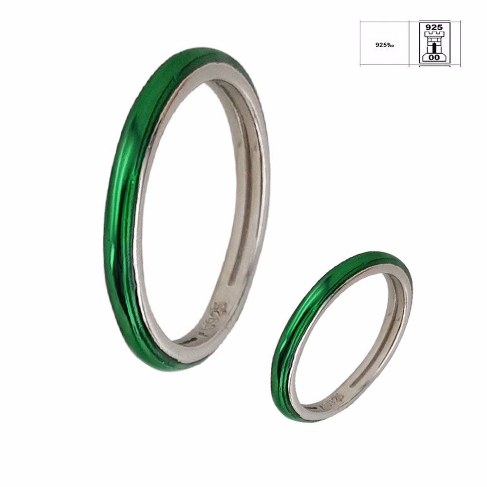 Inel argint 925 Thia cu email verde marime 51
