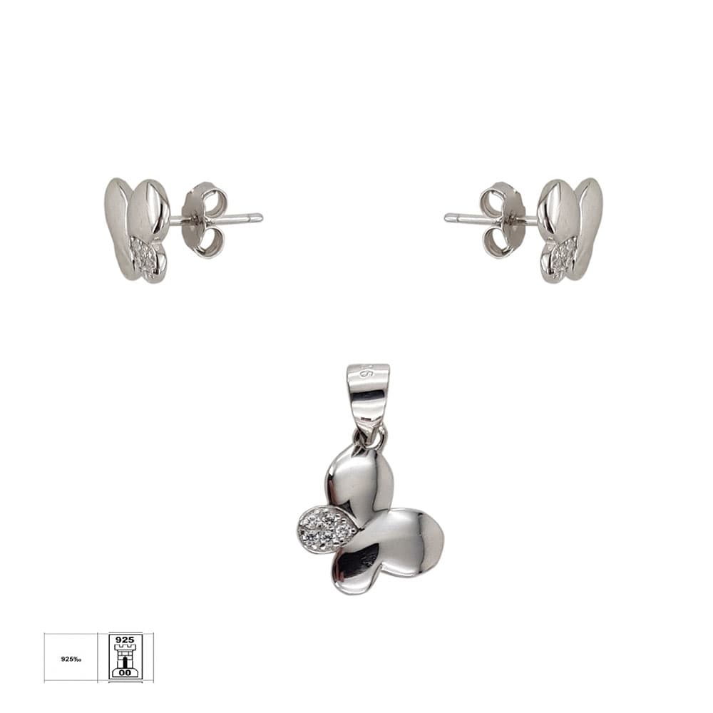 Set argint fluturi cu zirconii Alena