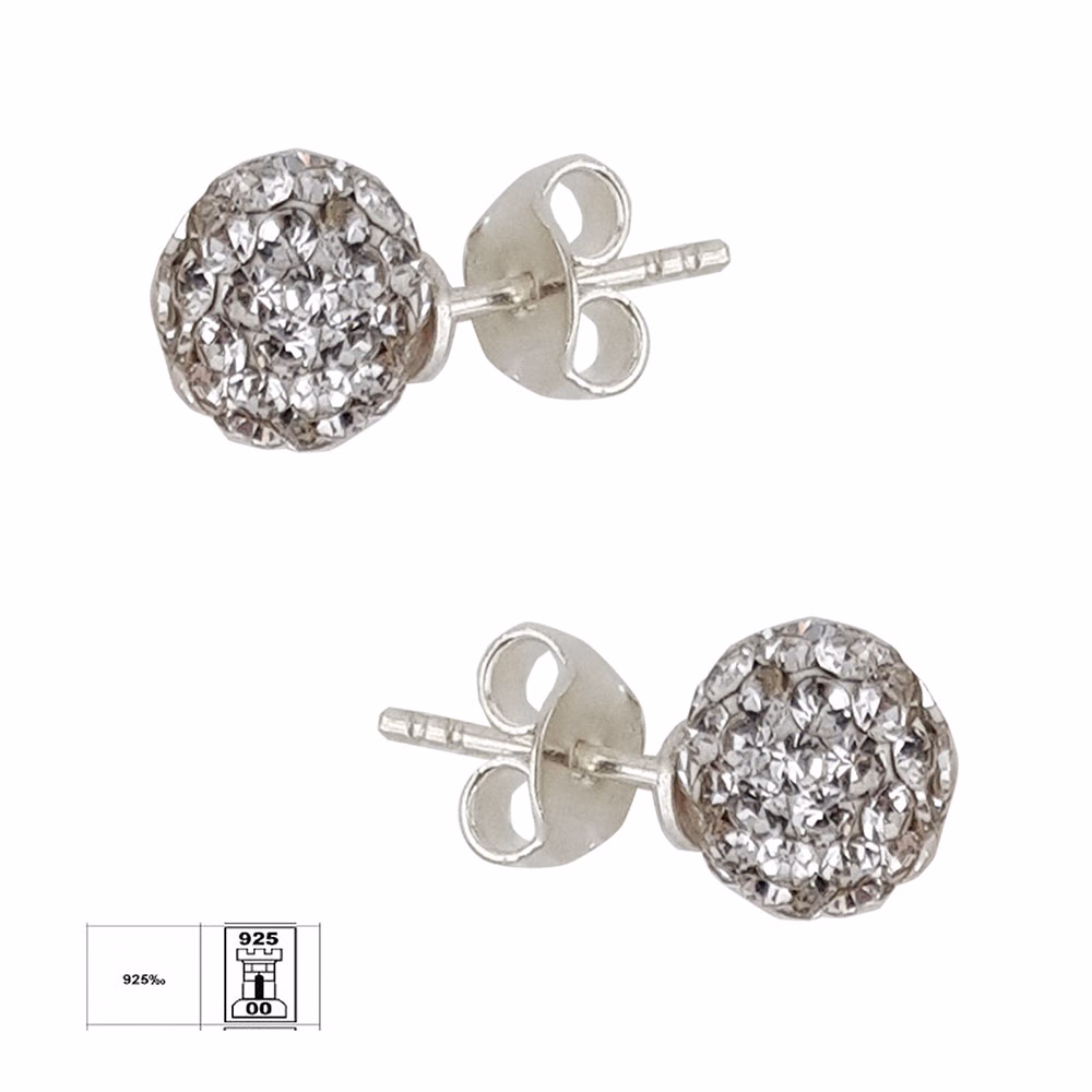 Cercei argint mici rotunzi Lya crystals