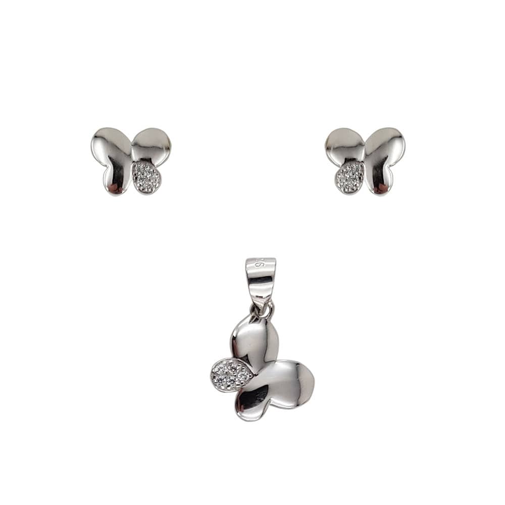 Set argint fluturi cu zirconii Alena